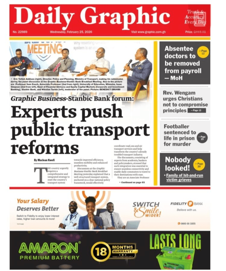 Today’s Front pages: Wednesday, February 25, 2026